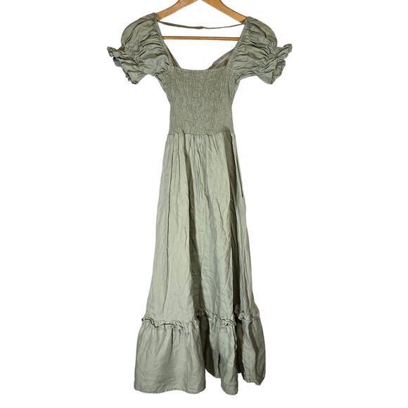 Aulieude Linen Charlotte Milkmaid Wrap Reversible Maxi Dress Cottagecore 6 Boho - Picture 8 of 8